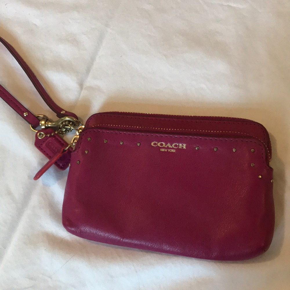 Coach Studded Double Zipper Wristlet